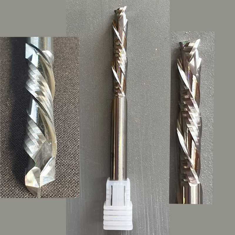 Sinoprotools spiral groove cutter 8 mm shank/solid carbide CNC spiral cutter/32 mm cutting length end mill/CNC cutter router/compression cutter double-edged for wood (2+2 flutes) 8x32x75mm