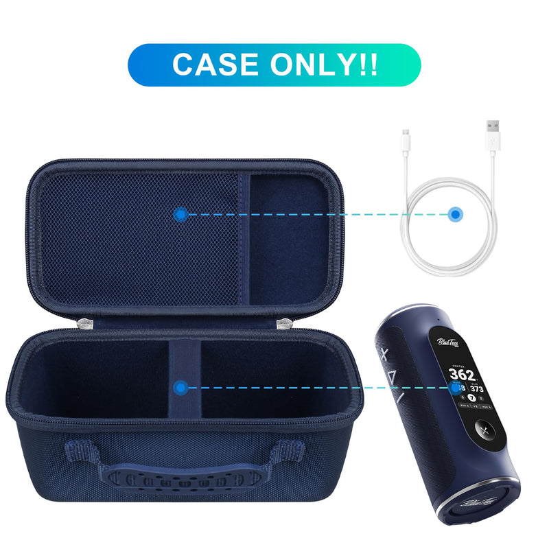 BOVKE Carrying Case Compatible with Blue Tees Golf Player+ GPS Speaker with Touch Screen Display, Portable Golf GPS Speaker Holder with Extra Space for Charging Cables, Navy