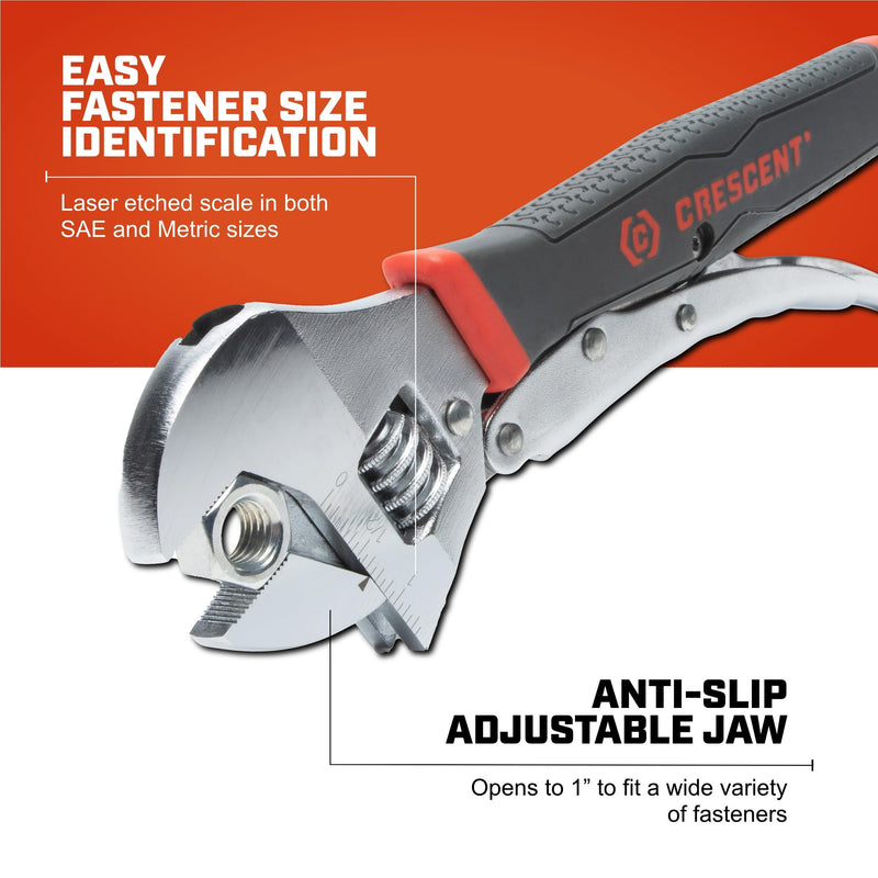 Crescent 10" Locking Adjustable Dual Material Wrench - ACL10VS 10 Inch