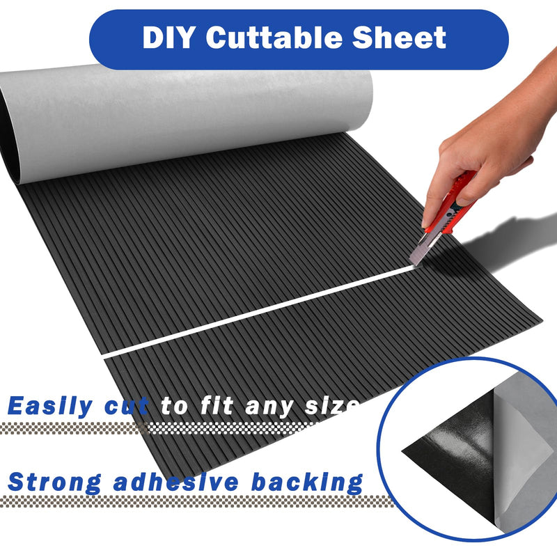 Boat Flooring EVA Foam Boat Decking Camo 94"x45"/35"/23" Non-Slip Boat Mat Self-Adhesive Foam Boat Deck Flooring Carpet Mat Rolls for Kayak Deck Boat Yacht Flooring Motorboat 94.5x16.2"-10.6sqft D-Black 1