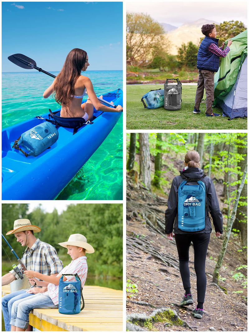 HEETA Dry Bag Waterproof for Women Men, 5L/10L/20L/30L/40L Roll Top Lightweight Dry Storage Bag Backpack with Phone Case for Travel Swimming Boating Kayaking Paddle Board Camping Beach Accessories Blue 10L