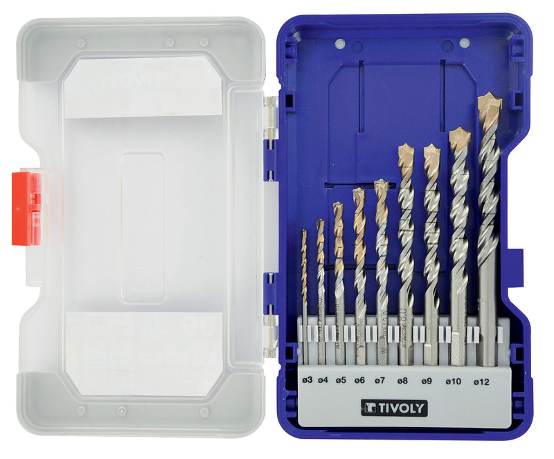 TIVOLY - High-Performance Concrete Drill Bit Set - for Drilling Concrete, Stone, Granite - 9 Graduated SLR Drill Bits Ø1/8"-5/16"-3/16"-1/4"-9/32"-5/16"-11/32"-3/8"-1/2" mm Ø3 > 12 mm