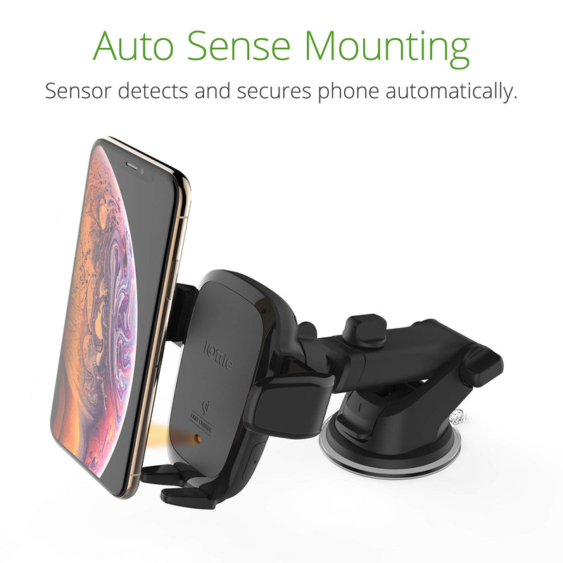 iOttie Auto Sense Qi Wireless Car Charger - Automatic Clamping Dashboard Phone Mount with Wireless Charging for Google Pixel, iPhone, Samsung Galaxy, Huawei, LG, and other Smartphones. Dash & Windshield AutoSense 1