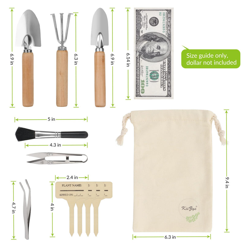 Indoor Garden Tools for Gardening - KiiZYS 12-Piece Small Garden Tools Set - Indoor Gardening Gifts for Women - Mini Hand Tools House Plant Tool Gift Box