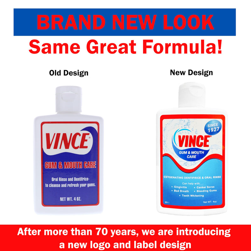 Vince Oxygenating Dentifrice - 2-1 Toothpaste & Mouthwash - Prevents Plaque Buildup - Cavity Prevention - Gingivitis - Bleeding, Receding Gums - Canker Sore - Bad Breath - Inflammation - 4oz 4 Ounce (Pack of 1)