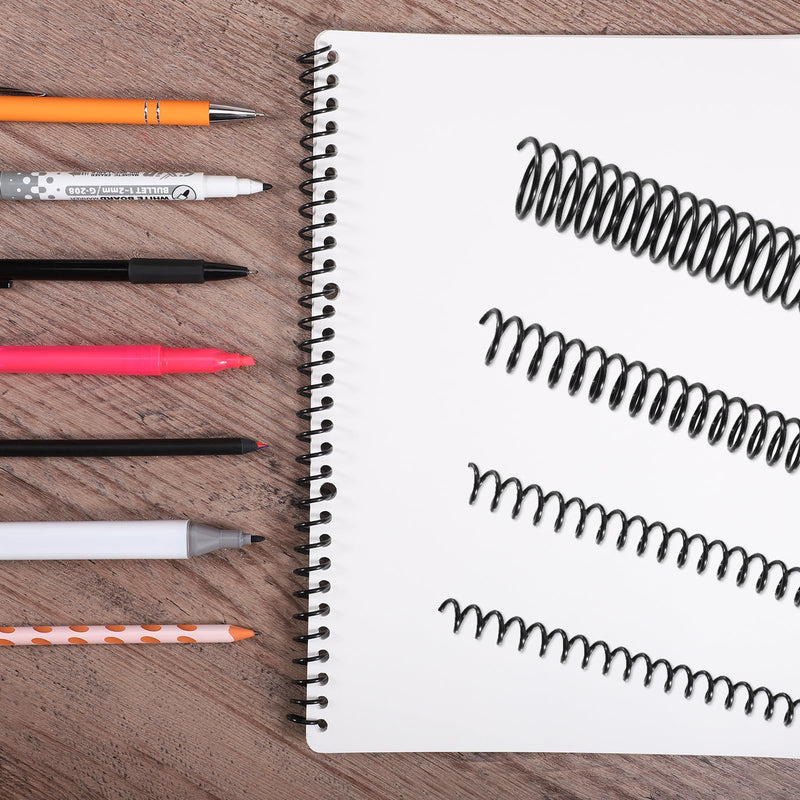 50 Pack Plastic Spiral Binding Coils 4:1 Pitch Spiral Binding Coils Binding Kit Multi Size Black Spiral Binding 1/4 5/16 1/2 3/4 Inch 50 Pack