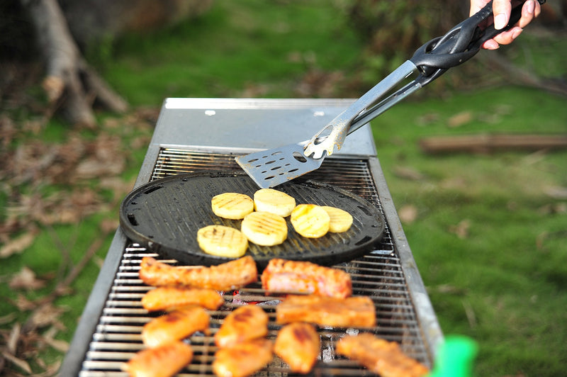 Jokari Pro Grade 6 in 1 Lighted Grill Tool. All in One Cooking Utensil Includes Easy Grip Handle, Spatula, Adjustable Tongs, Knife Blade, Scraper, Bottle Opener and LED Flashlight for Night Grilling. Tool Only