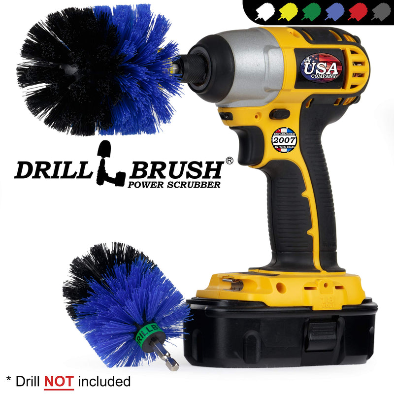 Drill Powered Scrubbing Brush Heads - Professional Boat Detailing Accessories - Aquatic Cleaning Supplies - Tank Scrubbing Brush - Boat Hull Cleaning Tools - Barnacle Busting Brush - Detailing Set Blue