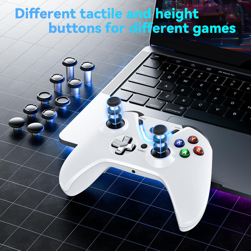 RALAN Wireless Controller with Paddles for Xbox One S/X, Xbox Series S/X, Windows PC, 2.4G Wireless Adapter with 3.5mm Headphone Jack, ALPS Joystick, Hall Effect Sensing trigger White