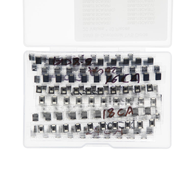 20 Values x 10 SMB 600W TVS Bi-Directional Surface Mount Protective Diodes Kit