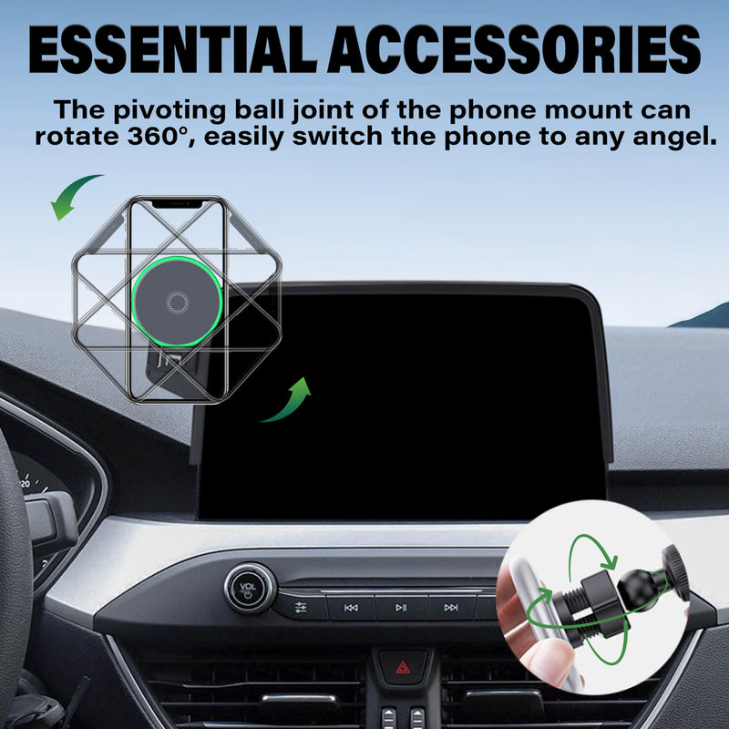 Car Phone Holder for 2020-2025 Ford Escape Accessories Apply to 8 Inch Touch Screen 15W Fast Wireless Charger Screen Fixed Clip Cell Phone Mount Hands-Free 360 Degree Rotation ﻿