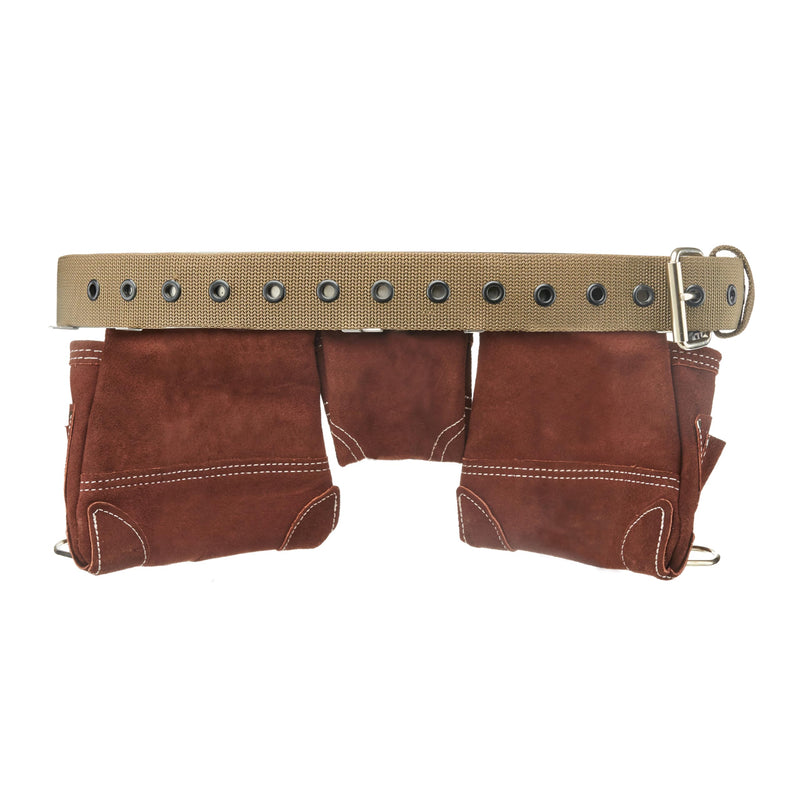 AWP Suede Leather General Construction Tool Pouch Apron | 11-Pocket Tool Organization Work Belt | Brown | Fits Up to 50" Waist Size 50 inches Suede Leather wit Leather Hammer Loops