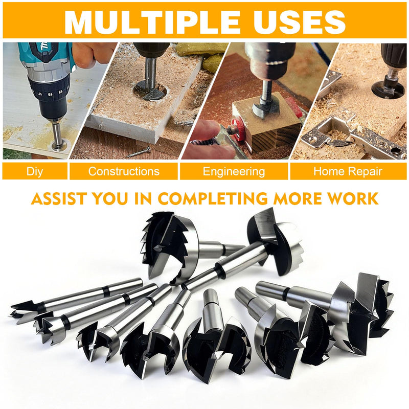 DECKRKAT 2-Piece 2-1/8" Forstner Drill Bits - Smooth Flat Bottom Drill Bits for Wood, Hard & Soft Wood Drilling, 3/8" Shank Fits Drills/Drill Presses. (54mm) 2-1/8"