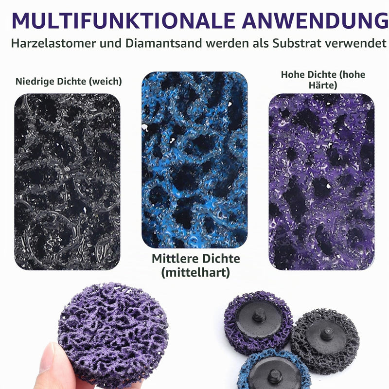 CSD Sanding Disc, Pack of 30, Coarse Cleaning Disc, 2 Inch Drill, Sanding Disc, Cleaning Disc Set with Two Pull Rods for Rust Removal or Polishing, 3 Colors