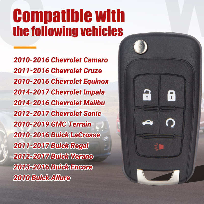 Key Fob Replacement Compatible with Chevy Cruze/Camaro/Equinox/Impala/Malibu/Sonic/GMC Terrain丨Buick Lacrosse/Regal/Verano/Encore/Allure OHT01060512 Keyless Entry Remote