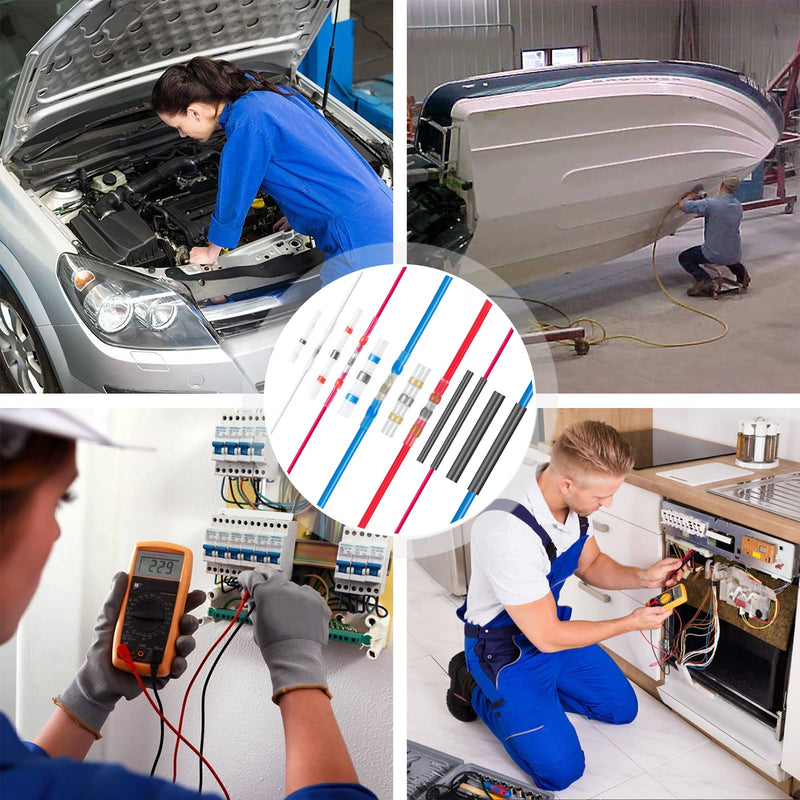 Kuject 530 pieces solder connector heat shrink connector with heat shrink tube, waterproof insulated cable connector set, electrical wire connector for automobile, marine, boat 530 pieces