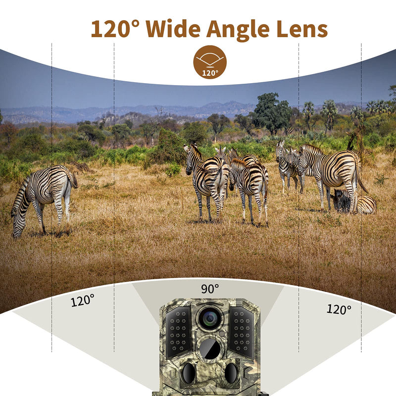 Trail Camera 24MP 1920P HD, Hunting Game Camera 0.2s Trigger Time 3 Infrared Sensors ,Deer Camera with 120° 80ft Motion Activated Waterproof for Outdoor Wildlife Monitoring Home Security, 2” LCD Camo