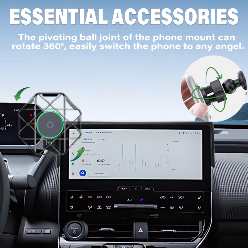Car Phone Holder for 2023-2025 Toyota BZ4X / Subaru Solterra Accessories Apply to 8/12.3 Inch Touch Screen 15W Fast Wireless Charger Screen Fixed Clip Cell Phone Mount Hands-Free