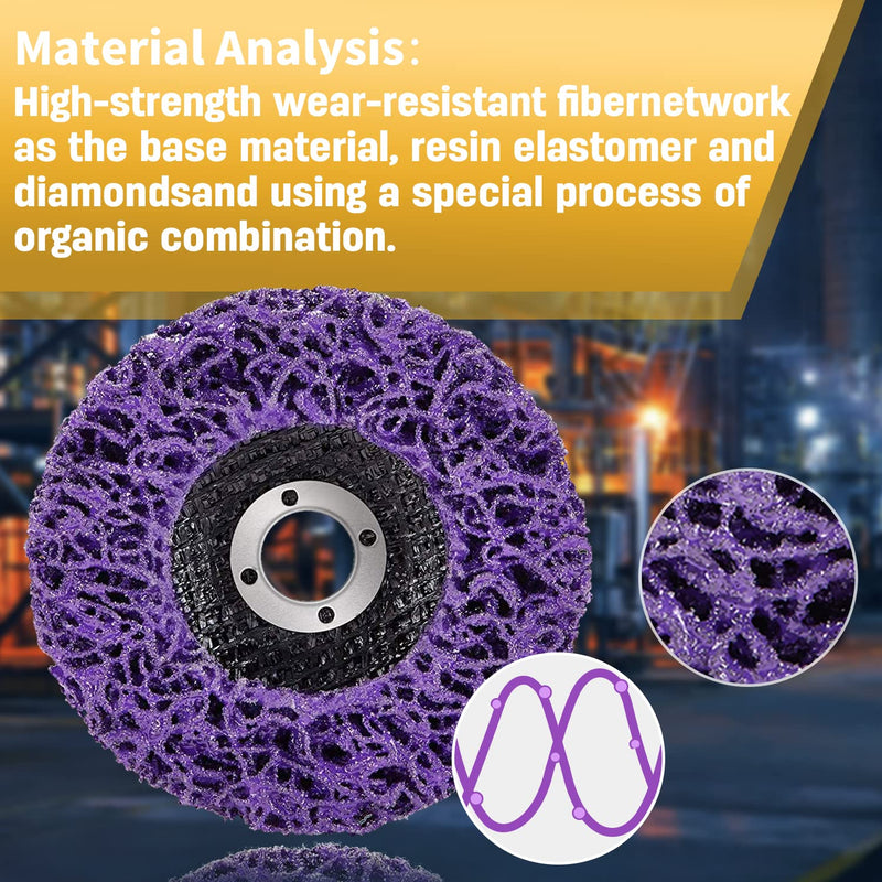 10 Pack Strip Discs Rust Remover Wheel Stripping Wheel for Angle Grinder Paint Strip Wheel Quick Abrasive Discs Rust, Oxidation, Paint Remover (4'' x 5/8'') 4'' x 5/8''-Purple