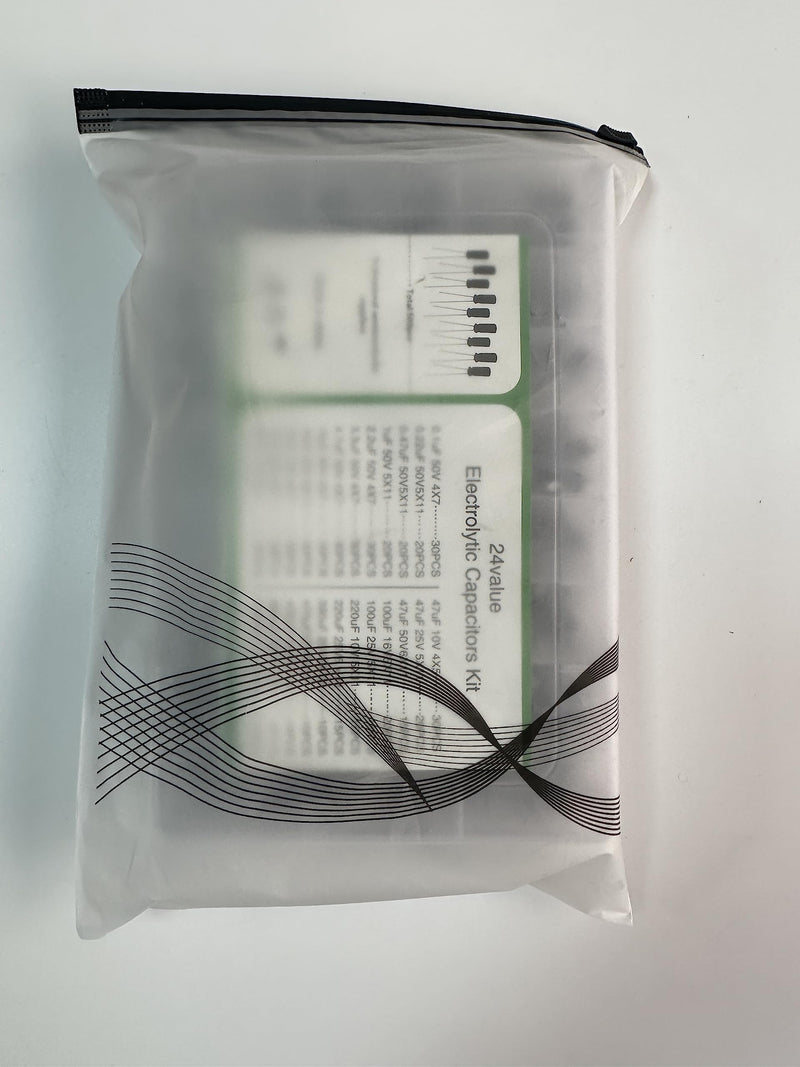 Elkos capacitor aluminum electrolytic capacitor 10V 16V 25V 50V assortment kit capacity 0.1uF to 1000uF with storage box 24 value 500 pieces
