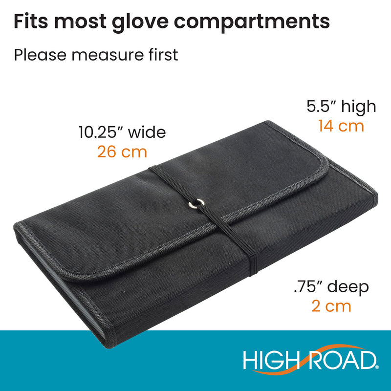 High Road Glove Box Organizer - Insurance and Registration Holder for Car Documents and Paperwork - Expandable Front Seat Organizer with Card Pockets Black