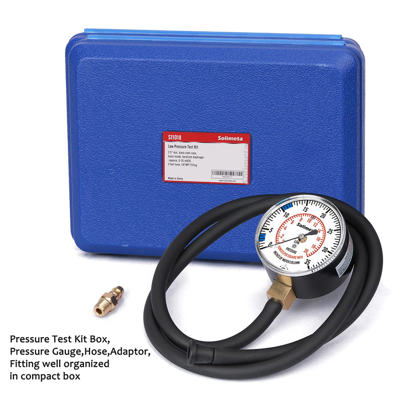 Natural Gas or LP Gas Manifold Pressure Test Kit, LP Gas Pressure Tester, Natural Gas Meter, 0-35" W.C