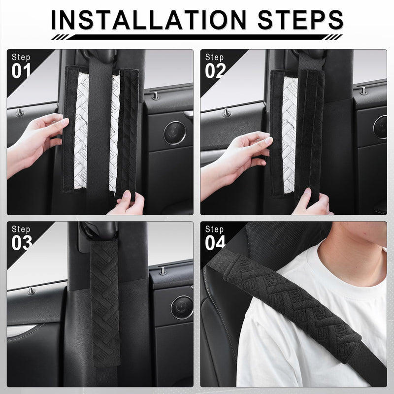 JUSTTOP 2-Pack Universal Car Seat Belt Pads Cover for A More Comfortable Driving, Seat Belt Shoulder Strap Covers Harness Pad for Car Interior Accessories(Black) black