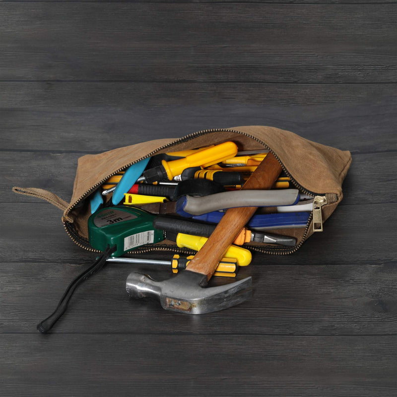 4-Pack 16oz Waxed Canvas Tool Bags, Water Resistant Tools Organizer Pouch, Portable 2 Sizes Tool Bag (Black,Khaki,Navy,ArmyGreen) S1 Black/Khaki/Navy/Army Green