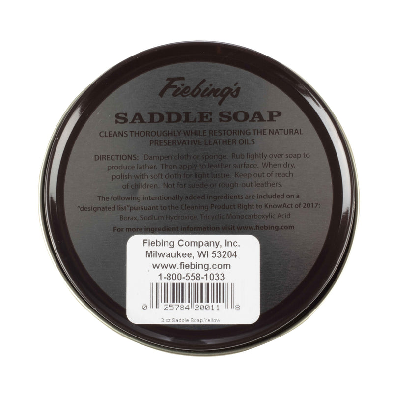 Fiebing's Yellow Saddle Soap for Leather (3.5 oz Tin) - Leather Cleaner & Conditioner to Soften, Protect & Restore Leathercraft - Leather Soap for Car Seat, Couch, Shoe, Purse, Boot, Bag, & Saddles