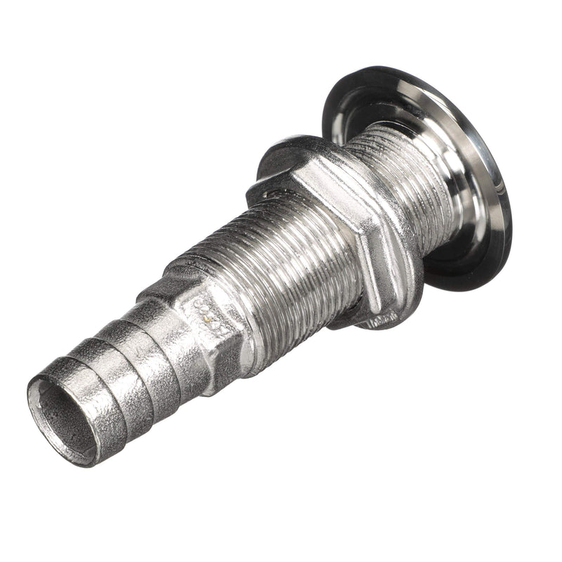Attwood 66547-3 Stainless Steel Straight Thru-Hull Valve Fitting, Barbed, Standard Length, for 3/4-Inch Interior Diameter Hose One Size