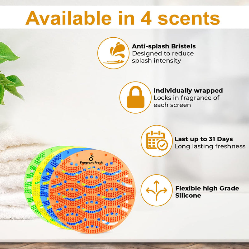 Urinal Screen Deodorizer, Fresh Scented Urinal Screen With Easy Fit & Multiple use (Orange, 10 Pack) Orange Pack of 10