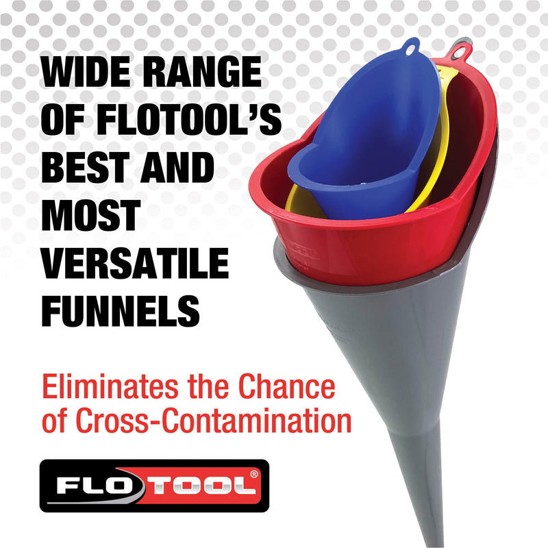 FloTool 10712MX4 Super Quad Funnel for Oil, Lubricant and Other Fluids, 4pk 4 Pack Funnel