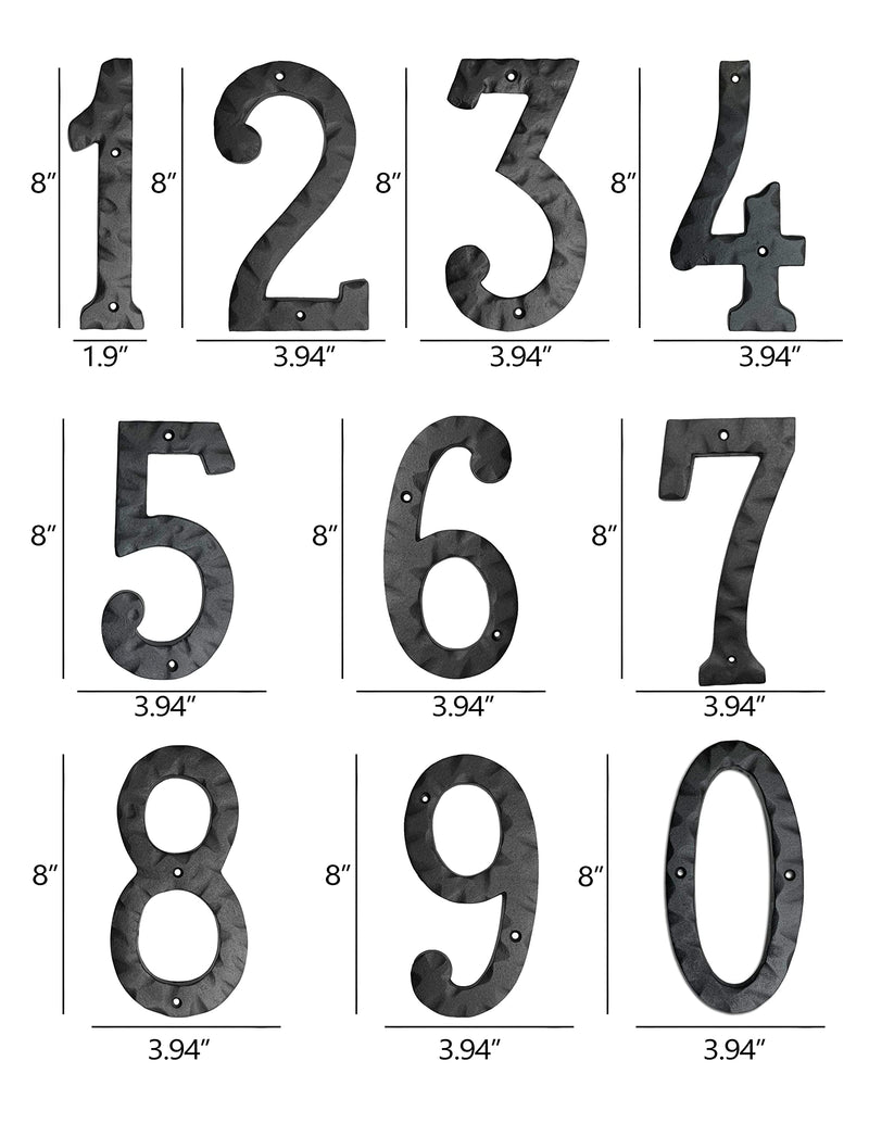 NACH House Numbers for Outside, 8 inch Black Address Numbers for House - Number 1 - Rustic Numbers for Outside with Mounting Hardware