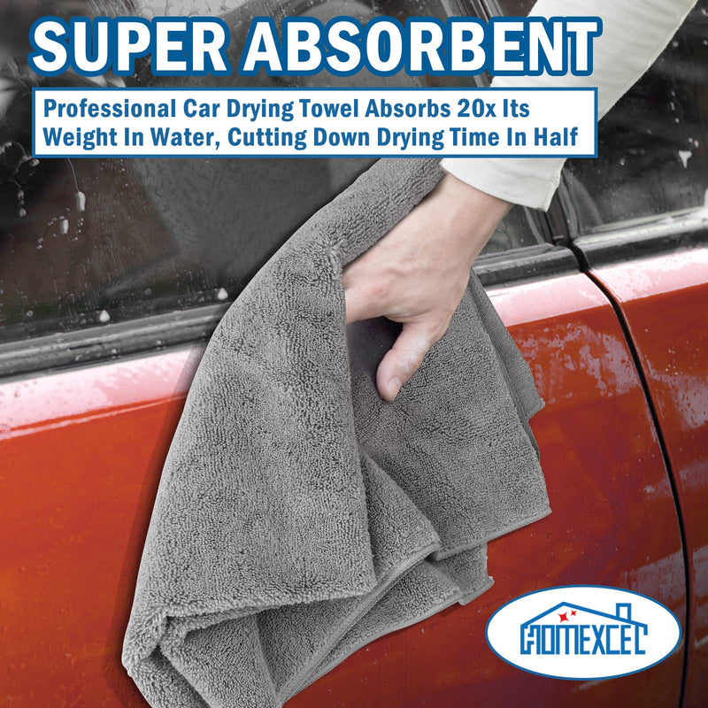 HOMEXCEL Professional Large Microfiber Car Drying Towels 2 Pack, Lint Free, Scratch Free, Highly Absorbent Drying Towel for Cars, SUVs, RVs, Trucks, and Boats,31" x 24",Grey Pack of 2