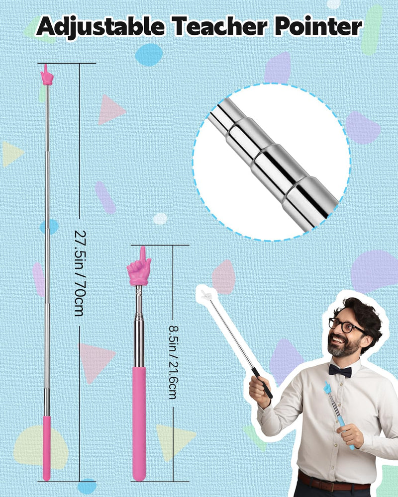 Extendable Finger Pointer Stick, School Collapsible Telescoping Long Hand Pointing Stick, Classroom Must Have Supplies Essentials, Pink Purple Pink, Purple