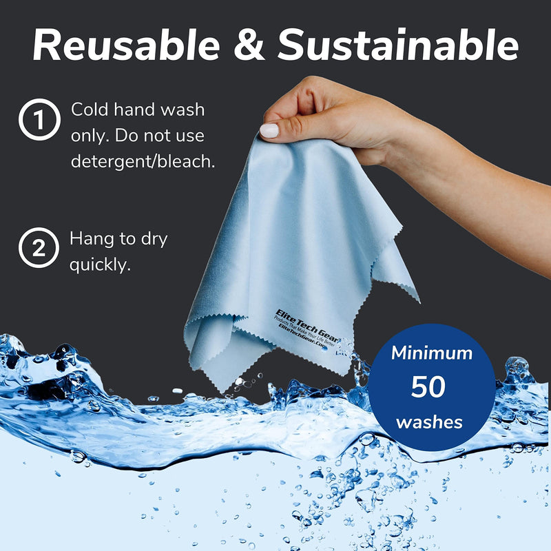 Microfiber Cloth - 4-Pack, 12" x 12" Oversized Cleaning Cloths. Washable and Durable Microfiber Cleaning Cloth for Glasses, Lenses, Electronics and Screens. High Tech Quality Material Light Blue 4-Pack "OVERSIZED"