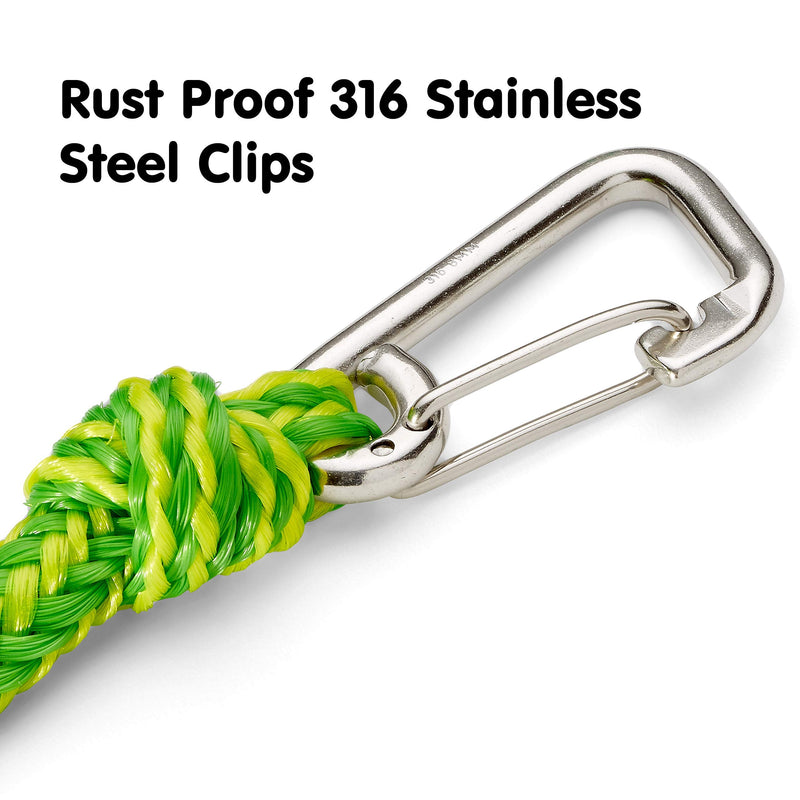 Skog Å Kust Premium PWC Bungee Dock Lines 2-Pack: 4 & 6 Foot Lengths Green & Yellow
