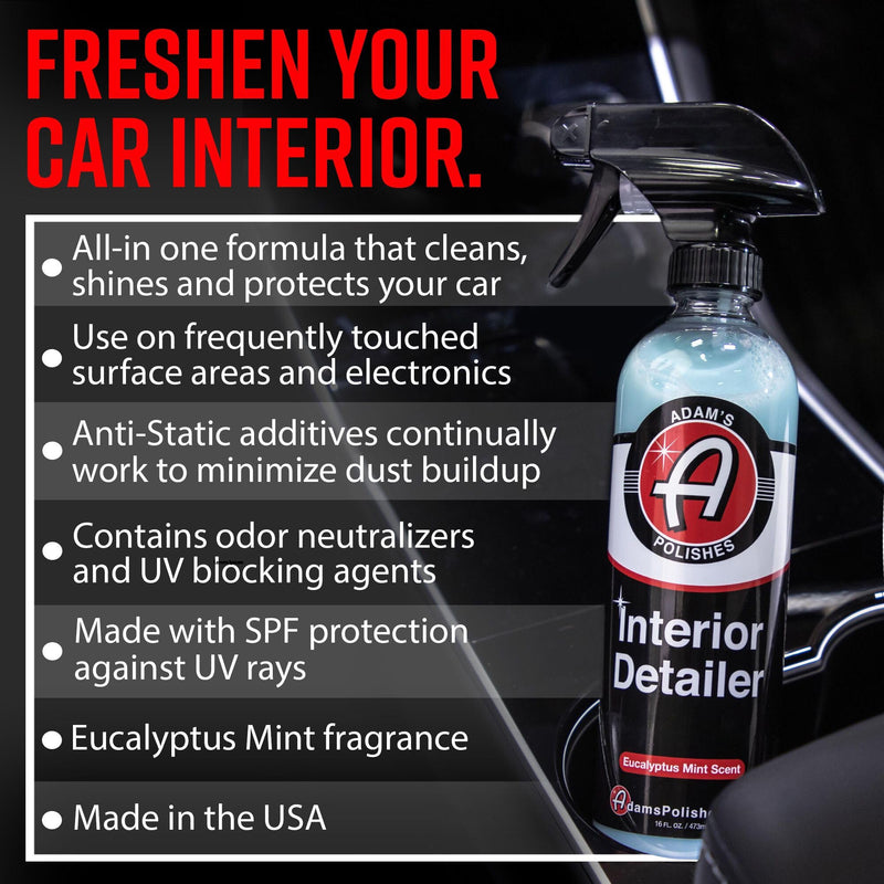 Adam's Polishes Interior Detailer (16oz) - Total Car Interior Cleaner, Protectant & Dressing | All Purpose Cleaner & Leather Conditioner | Vinyl, Dashboard, Screen, Seat Cleaner & More 16 fl. oz