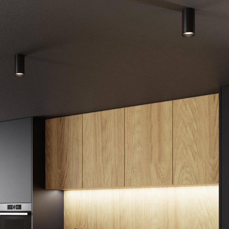 Maxxima 3 in. LED Cylinder Downlight, Recessed Ceiling Spot Light, 900 Lumens, 5 CCT Selectable 2700K/3000K/3500K/4000K/5000K, Dimmable, Black, 90 CRI, IC Rated, Canless, J-Box Included