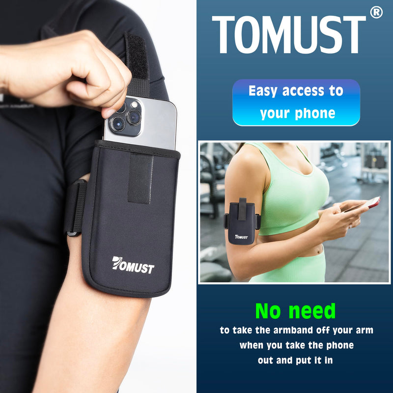 Phone Holder with Three Strap, Lightweight Arm Band with Reflective Logo, Elastic Armband Sleeve with Case Fits iPhone and Android, Use for Running, Hiking, Fitness and Workouts, Women/Men