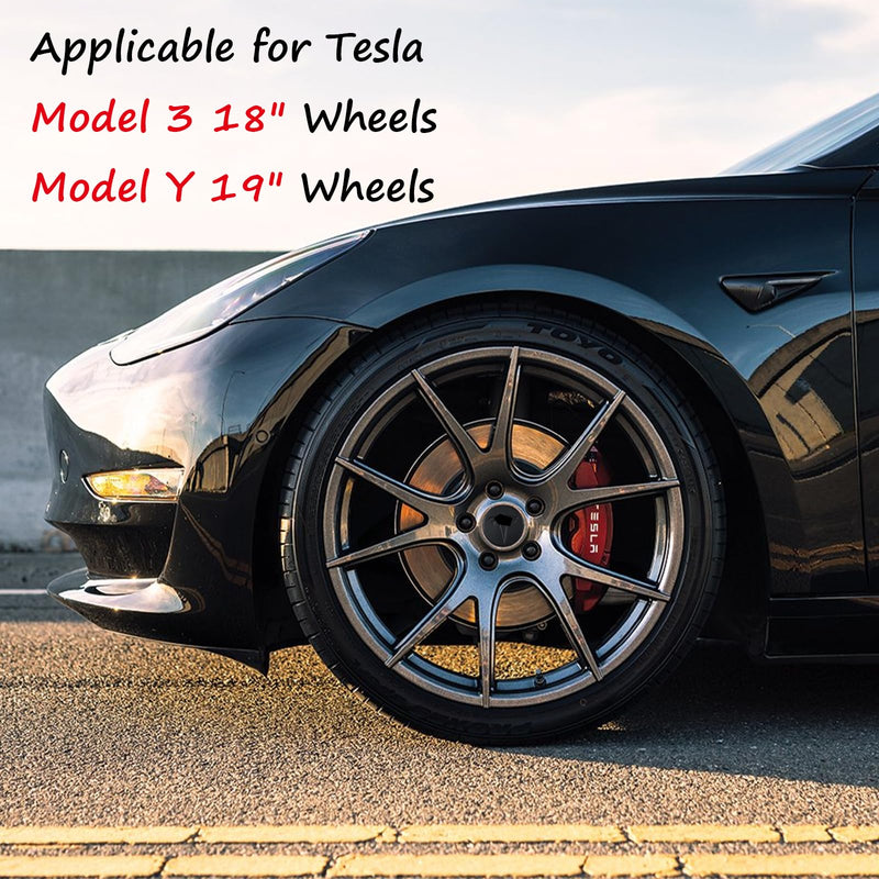 Wheel Center Cover for Tesla Model 3 Model Y,56mm Hubcaps Wheel Rim Cover Tesla Center Caps Hubcaps,Matte Black Emblem & Matte Black Background