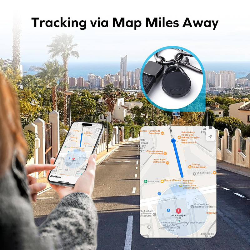 Momax Tracker Electronics Key Finder Luggage Tracker Smart Tag for Key, Backpack, Wallet, Pets Works with Apple Find My (iOS Only) and Global Search Range Include DIY Personalized Stickers Black