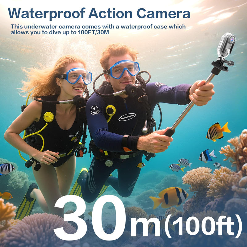 Li&Lu 4K Thumb Action Camera, Sports & Action Video Cameras Portable for Cycling, Motorcycle (with 64G-Card, Black) 4K High Configuration