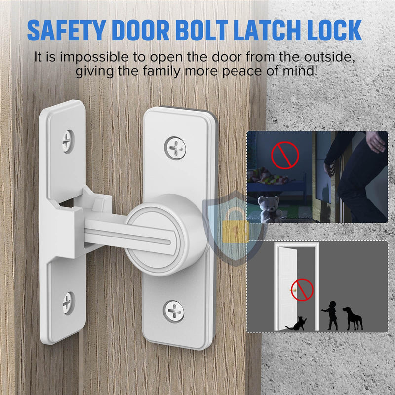 90 Degree Flip Barn Door Lock, Heavy Duty Sliding Gate Latches Locks for Garden, Bathroom, Garage, Sliding Doors (1 Pack White) 1 Pack White