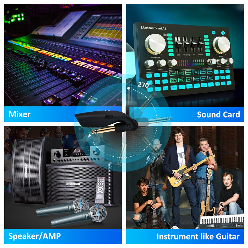 Wireless in Ear Monitor System, 2.4GHz Wireless IEM System with 270° Rotatable Transmitter, Receiver Auto-Pairing, in-Ear Monitoring for Studio, Band Rehearsal, Instrument Performance(A98T)