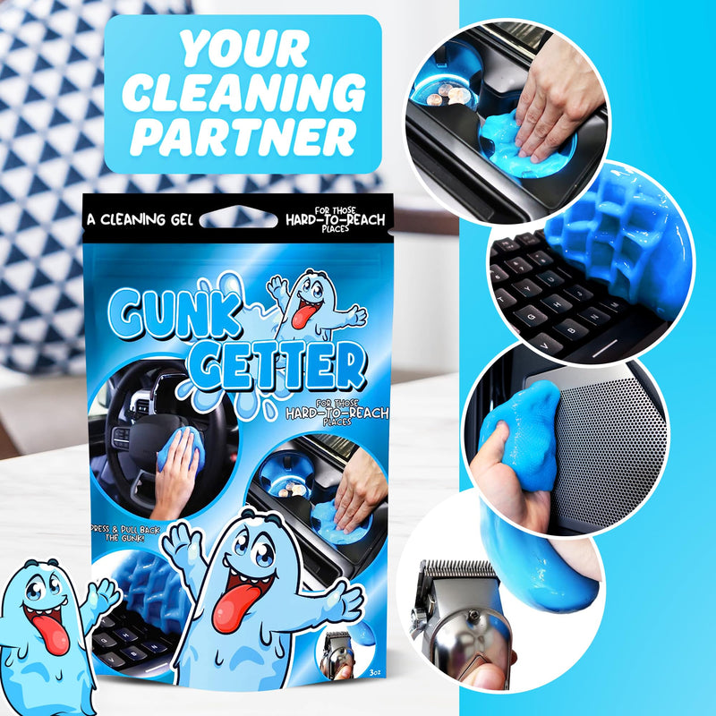 PeerBasics Gunk Getter, Cleaning Gel For Those Hard To Reach Places, Automotive Cup Holder Electronic Keyboard Office, Slime Gel Cleaner Dust Crumb Removal (Resealable Pouch, Blue, 3oz) 3 Ounce (Pack of 1)