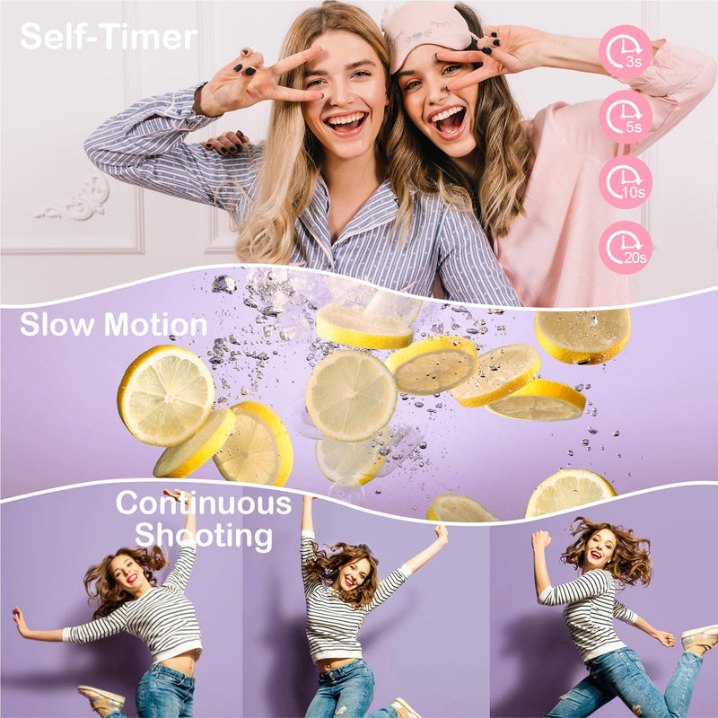4K Pink Digital Camera Without SD Cards-Point and Shoot Camera with Flash,Easy to Use,Perfect for Beginners,Ideal for Travel,Birthday Gift and Daily Use