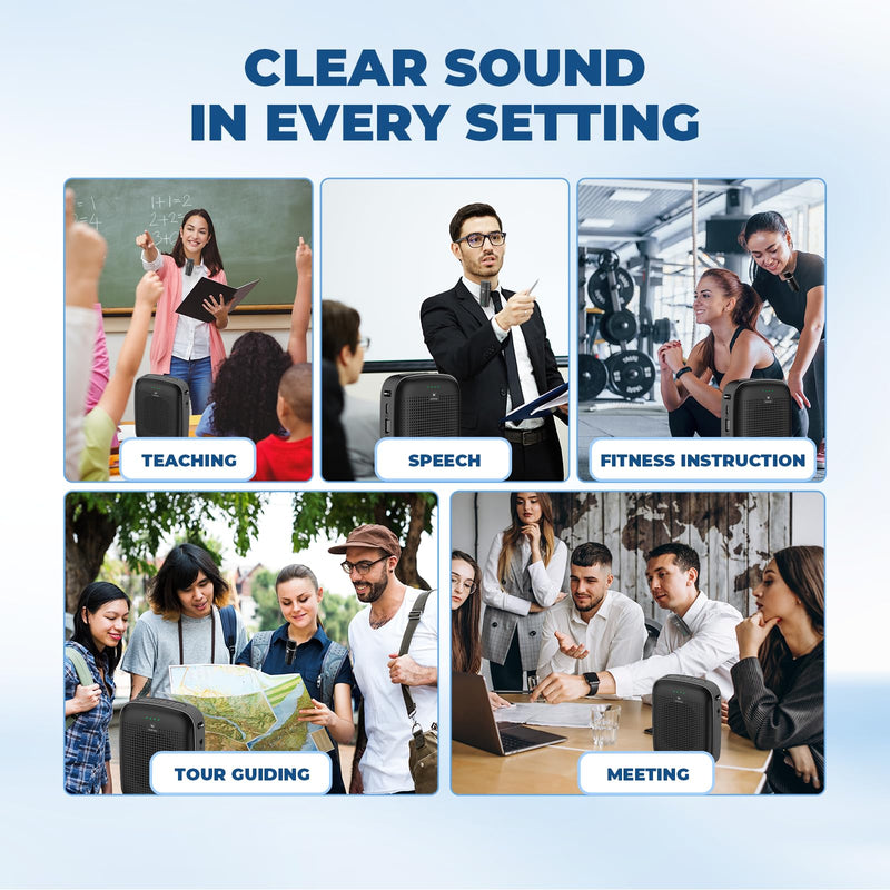 Voice Amplifier with Wireless Lapel Microphone - Personal Megaphone for Teachers, 15W Portable Mini Bluetooth PA System and Clip-on Lavalier Mic for Classroom, Speech, Yoga, Tour Guide - A006 Small