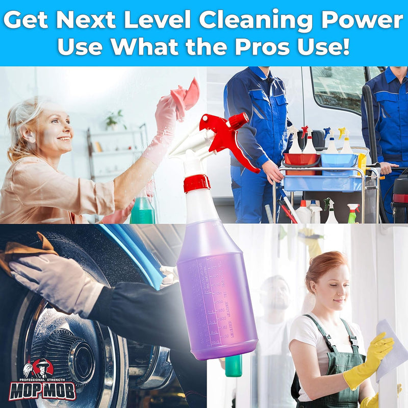 Leak-Free Chemical Resistant Spray Head and 24 oz Bottle 10 Pack Heavy-Duty Industrial Sprayer With Low-Fatigue Trigger and Nozzle for Auto/Car Detailing, Window Cleaning and Janitorial Supply 10 Count (Pack of 1)