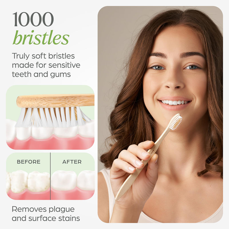 VIVAGO Bamboo Toothbrushes Bulk Soft Bristles (50 Pack) - Eco-Friendly, Natural Wooden Toothbrush 50 Count (Pack of 1)